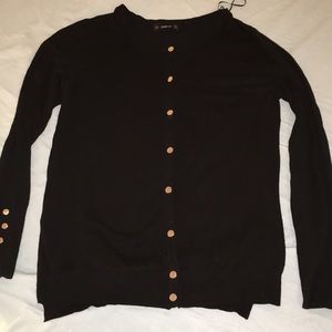 Zara black knit crewneck cardigan